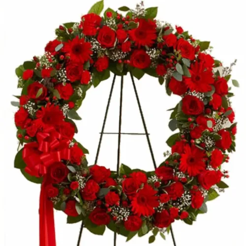 funeral flowers wreath red11