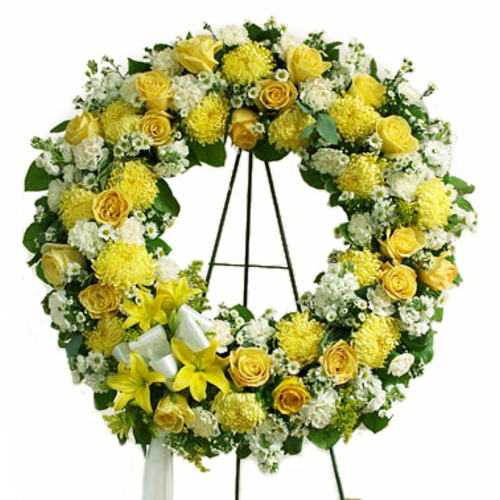 Sympathy Wreath Flowers - Yellow1