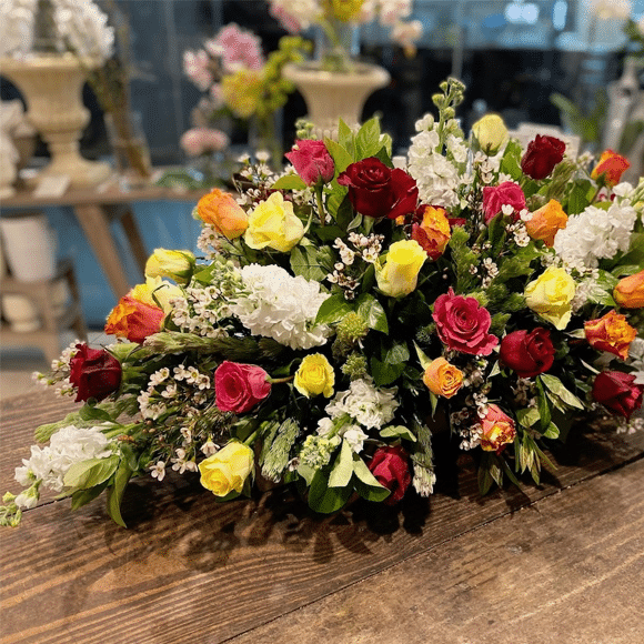 Elegant Casket Spray Funeral Flowers1