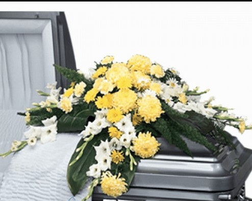 Farewell Yellow Flowers Casket Spray1