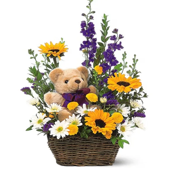 Flowers and Bear Arrangement Flowers and Bear Arrangement11