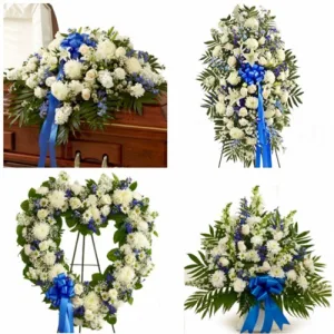 Funeral Flower Package Blue White