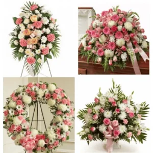 Funeral Flowers White and Pink Package111