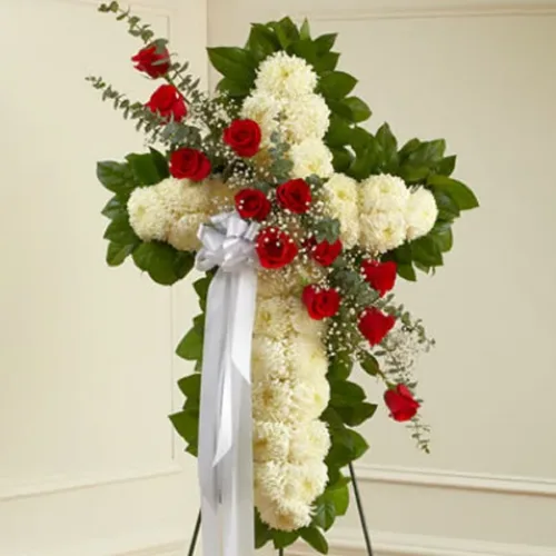 White and Red - Holy Cross Funeral Flowers11